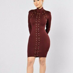 NWT Fashionova Burgundy Red Bodycon Dress XL